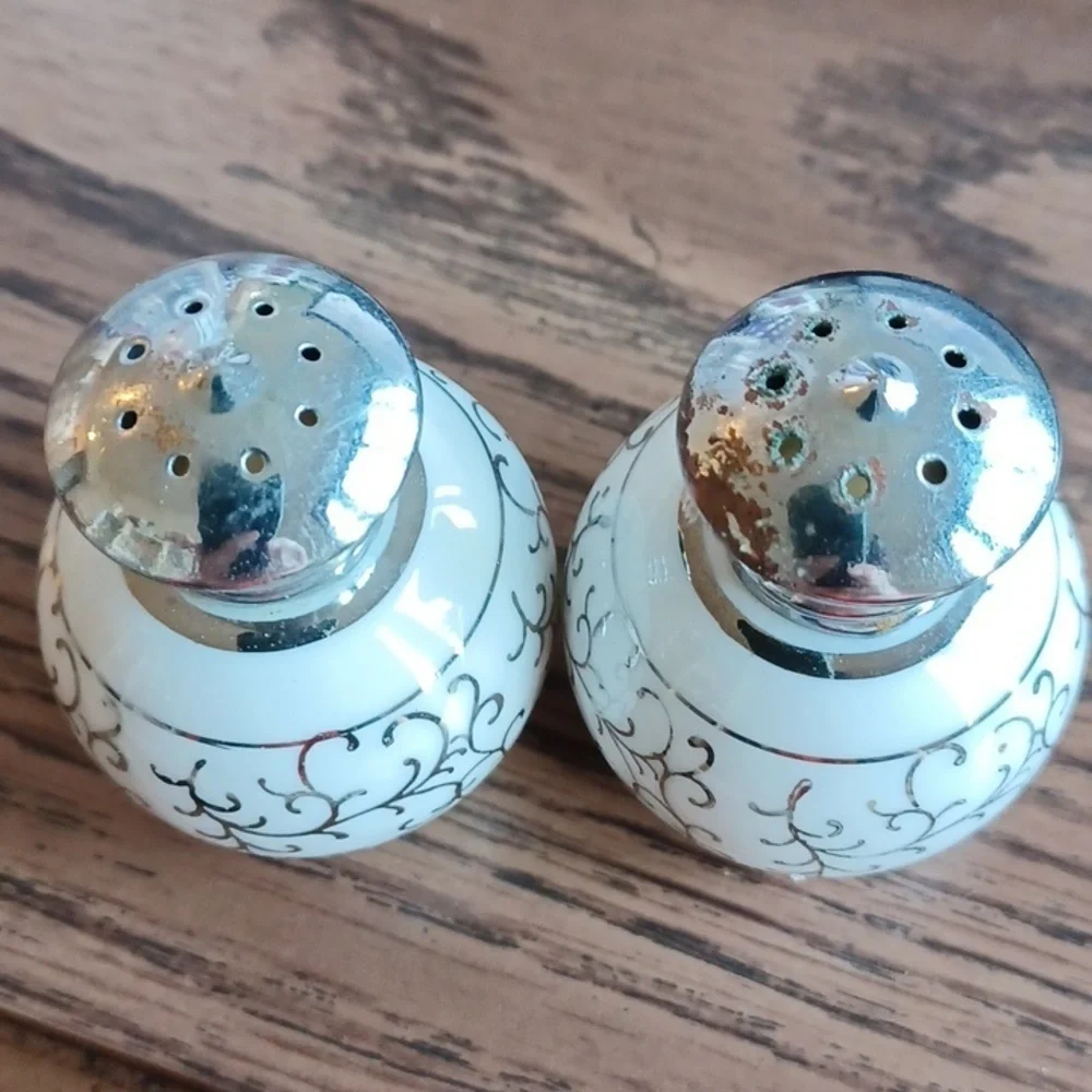 Vintage Hand Painted Irice Salt & Pepper Shakers, Czech, Made in Czechoslovakia